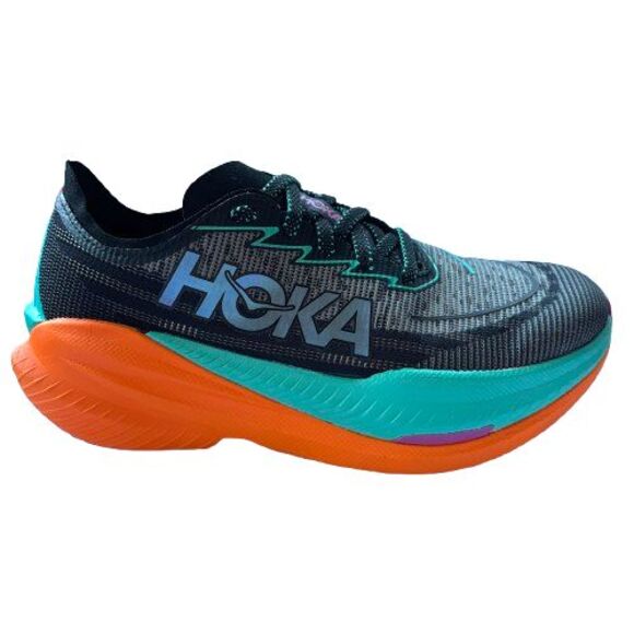 Hoka One One Women’s Size 8.5 D Wide Mach X 2 Black Electric Aqua 1162410 BCQ - Picture 2 of 10
